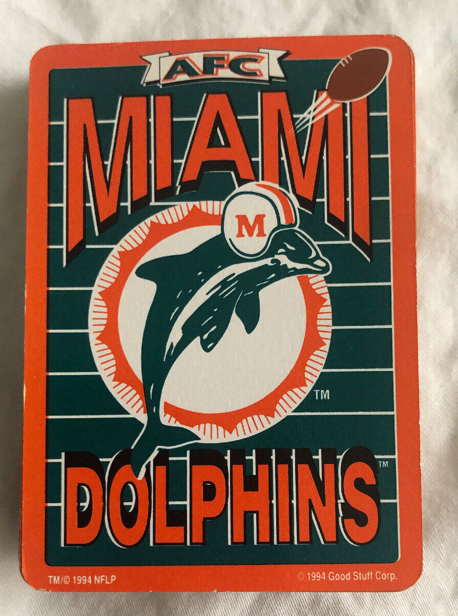 Deck of Miami Dolphins Playing Cards 1994 Good Stuff AFC Missing Jokers