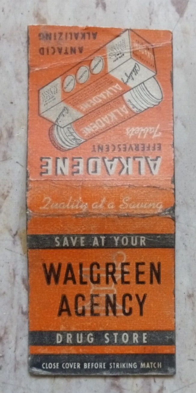 Vintage Matchbook Cover Walgreen Agency Drug Store Quality At A Saving