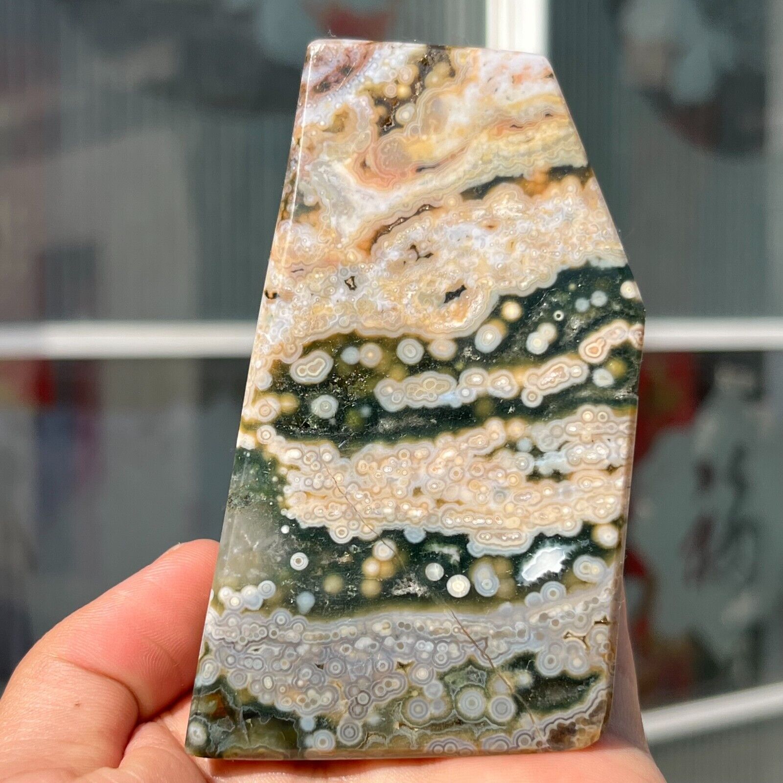 420g Natural Colourful Ocean Jasper Crystal Freeform Display Specimen Healing