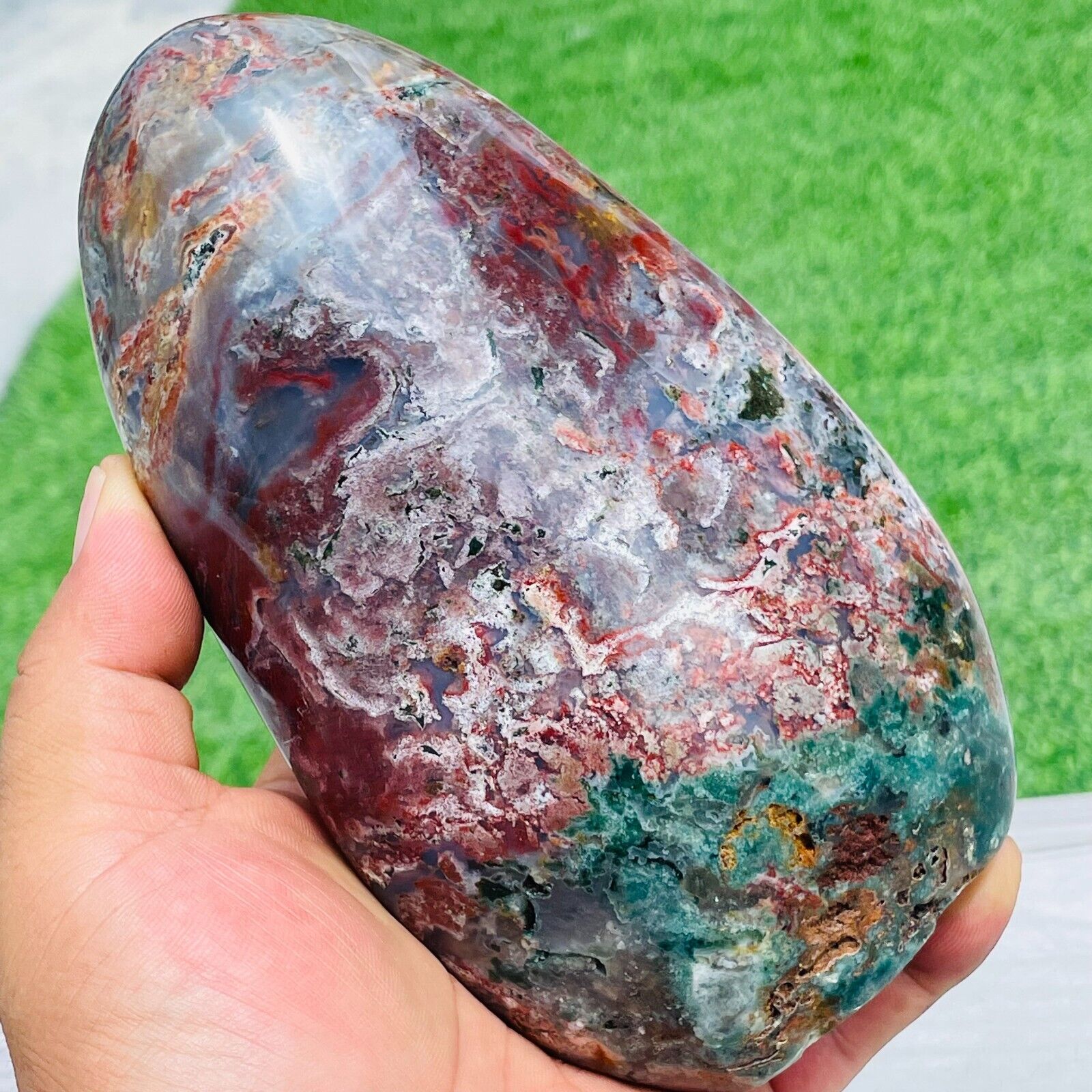 2.37lb Large Natural Colorful Old Mine Ocean Jasper Crystal Freeform Specimen