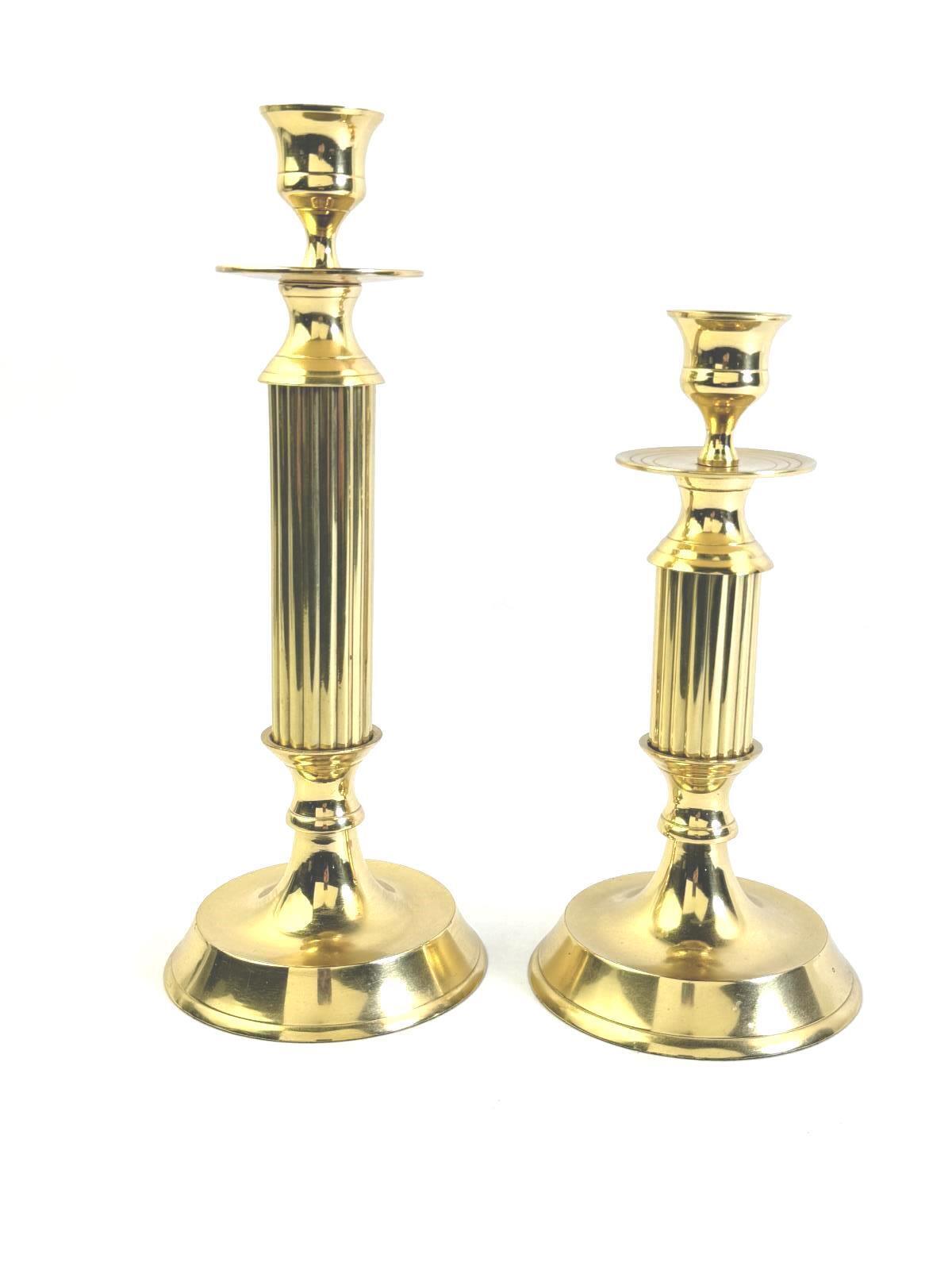 Set of 2 Vtg Hampton Brass Candlesticks 8