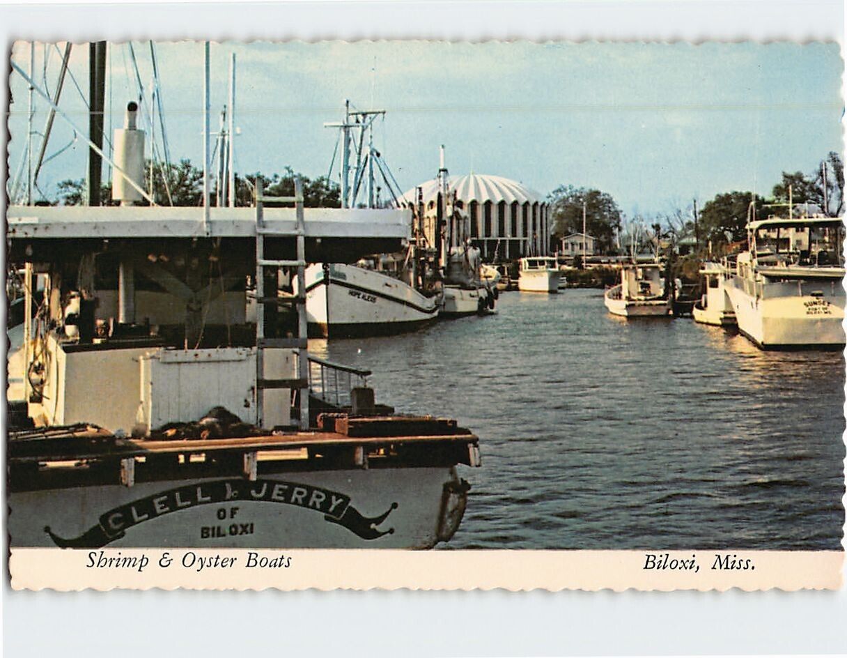 Postcard Shrimp & Oyster Boats Biloxi Mississippi USA