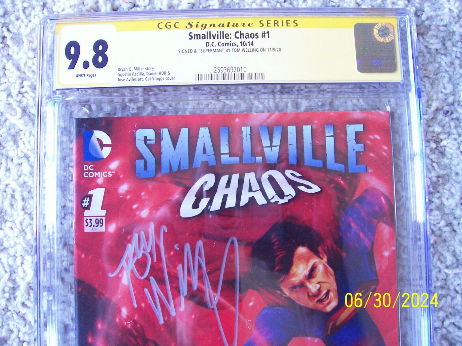 2014 D.C. Comics Smallville Chaos #1 CGC SS 9.8 Signed Superman Tom Welling