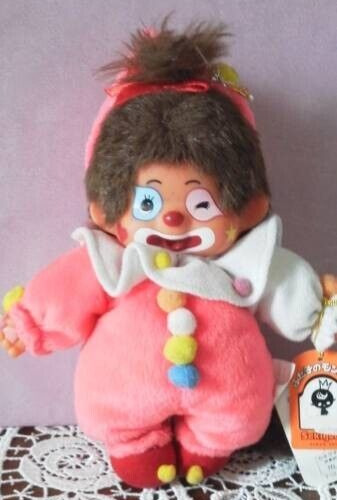Monchhichi Clown Wink Vintage sekiguchi Doll Toy Pink 7.8in Rare No tags
