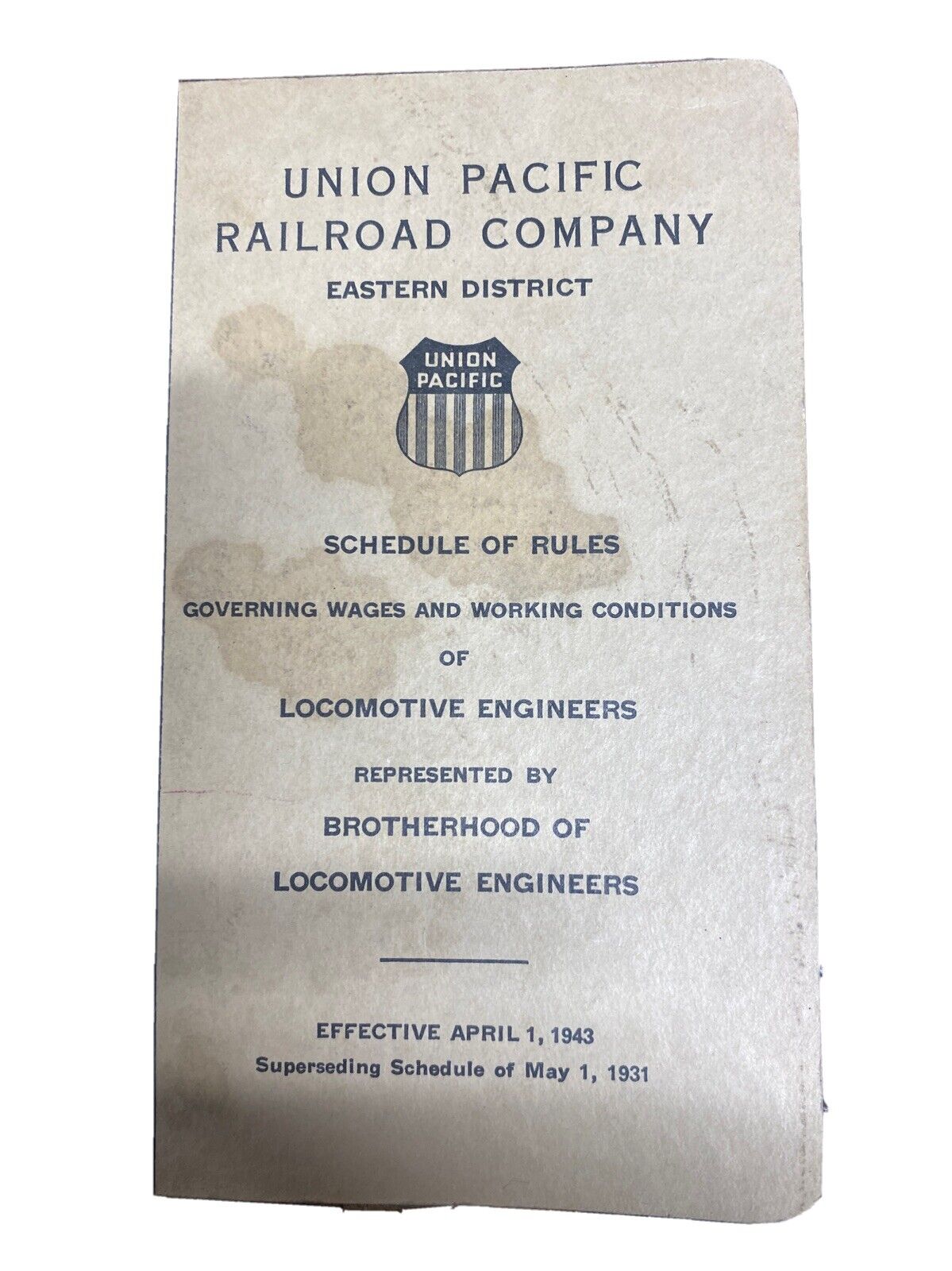 Vintage Union pacific railroad company schedule of rules and books