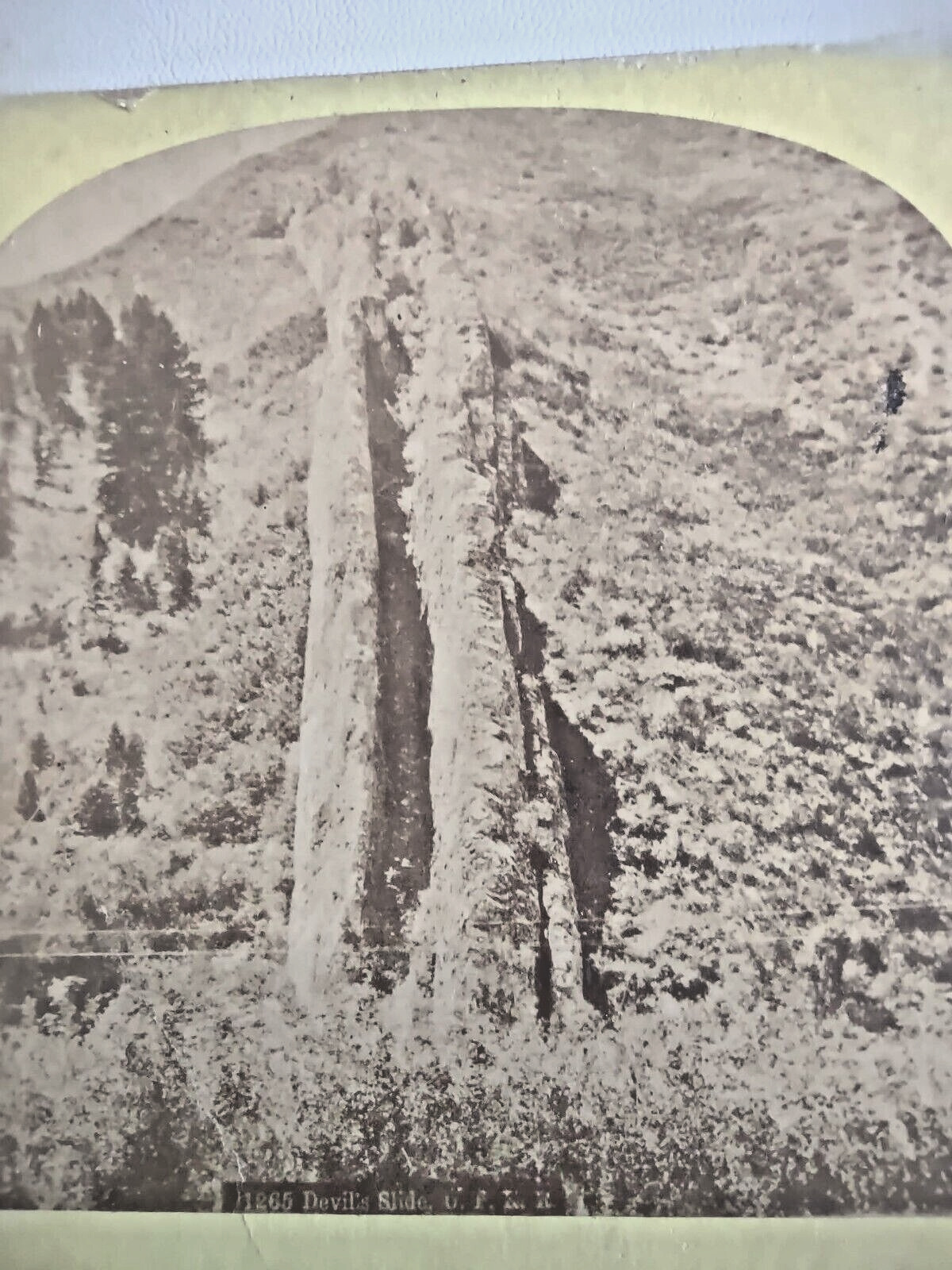 c1890s Devil\'s Slide Stereoview Card-Union Pacific Railroad-Ogden, Utah-Mormon