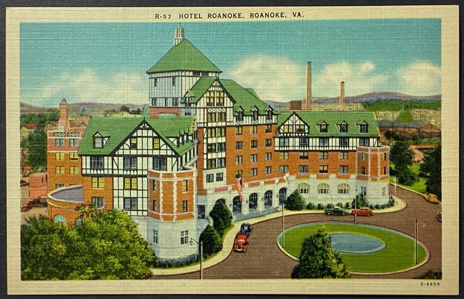 Hotel Roanoke Virginia Vintage Linen Postcard Unposted