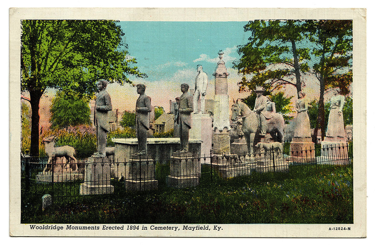 Vintage Postcard 1942 Wooldridge Monuments Cemetery Mayfield Kentucky KY