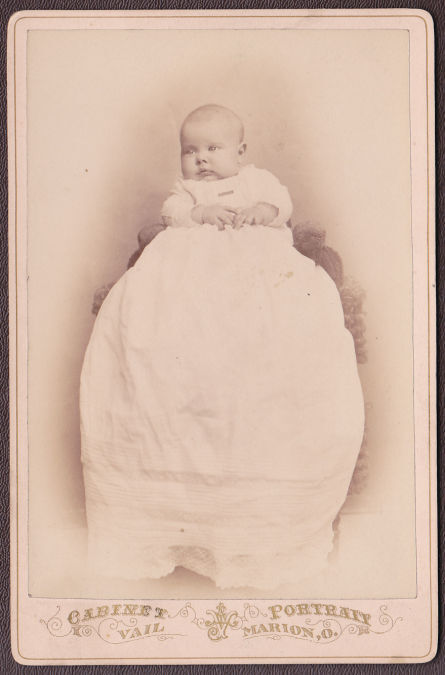 Cora Belle Poock Overmyer (b. 1887) Cabinet Photo of Baby - Marion, Ohio