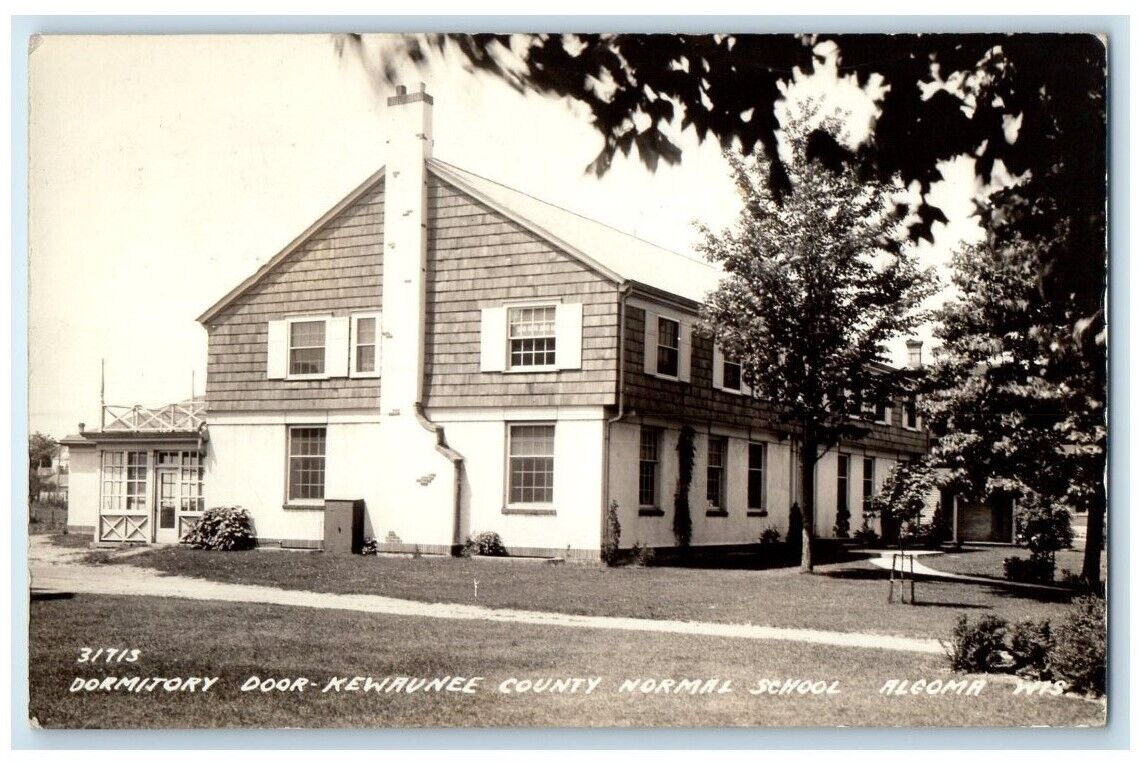 1933 Kewaunee County Normal School Dormitory View Algoma WI RPPC Photo Postcard