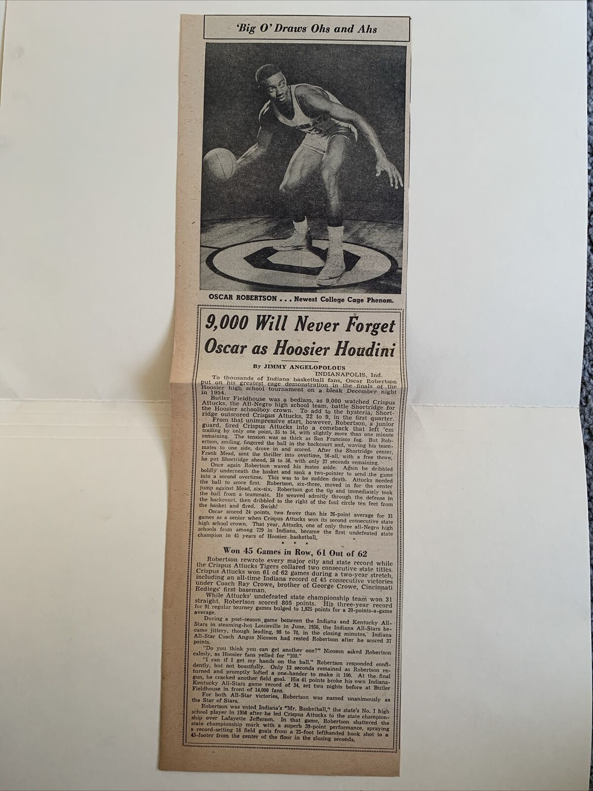 Oscar Robertson Cincinnati Bearcats 1958 Sporting News Basketball 4X15 Panel