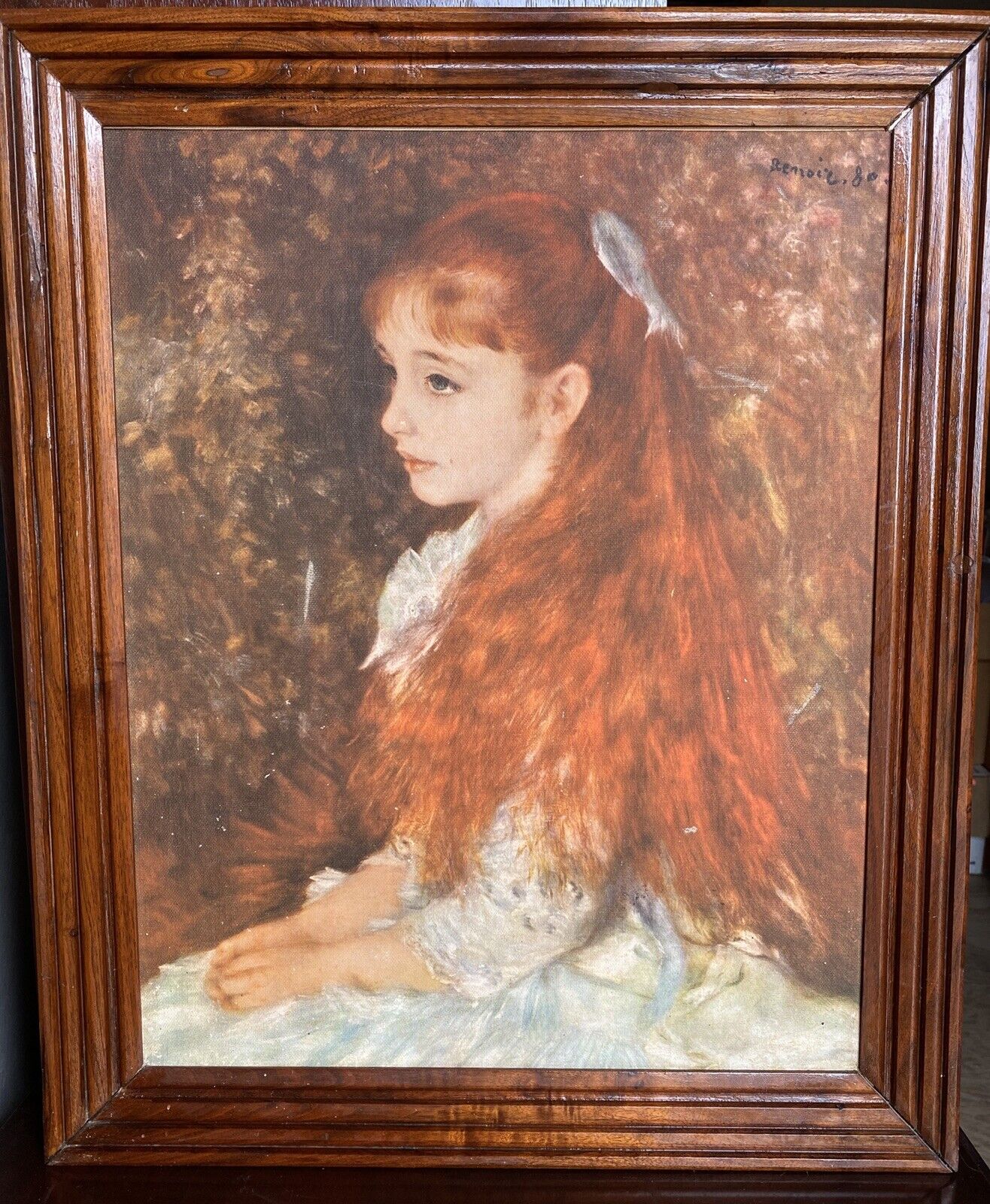 Portrait Of Mademoiselle Irene Cahen D'Anvers with Frame Vintage. Signed 20”x16”