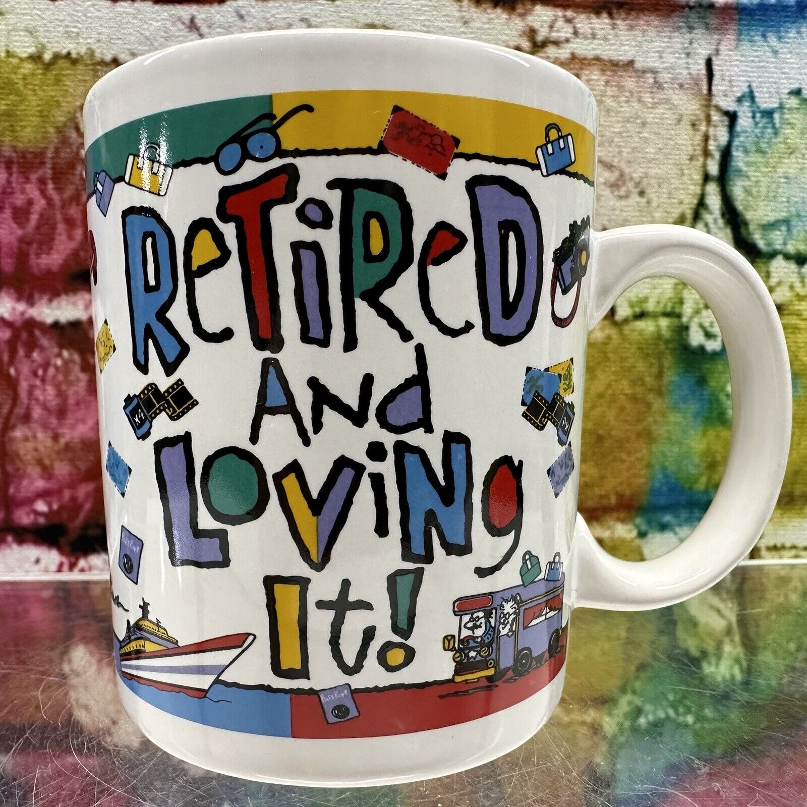 Retired And Loving It Coffee Mug Cup Retirement Gift Party Golf Fish Travel Fun