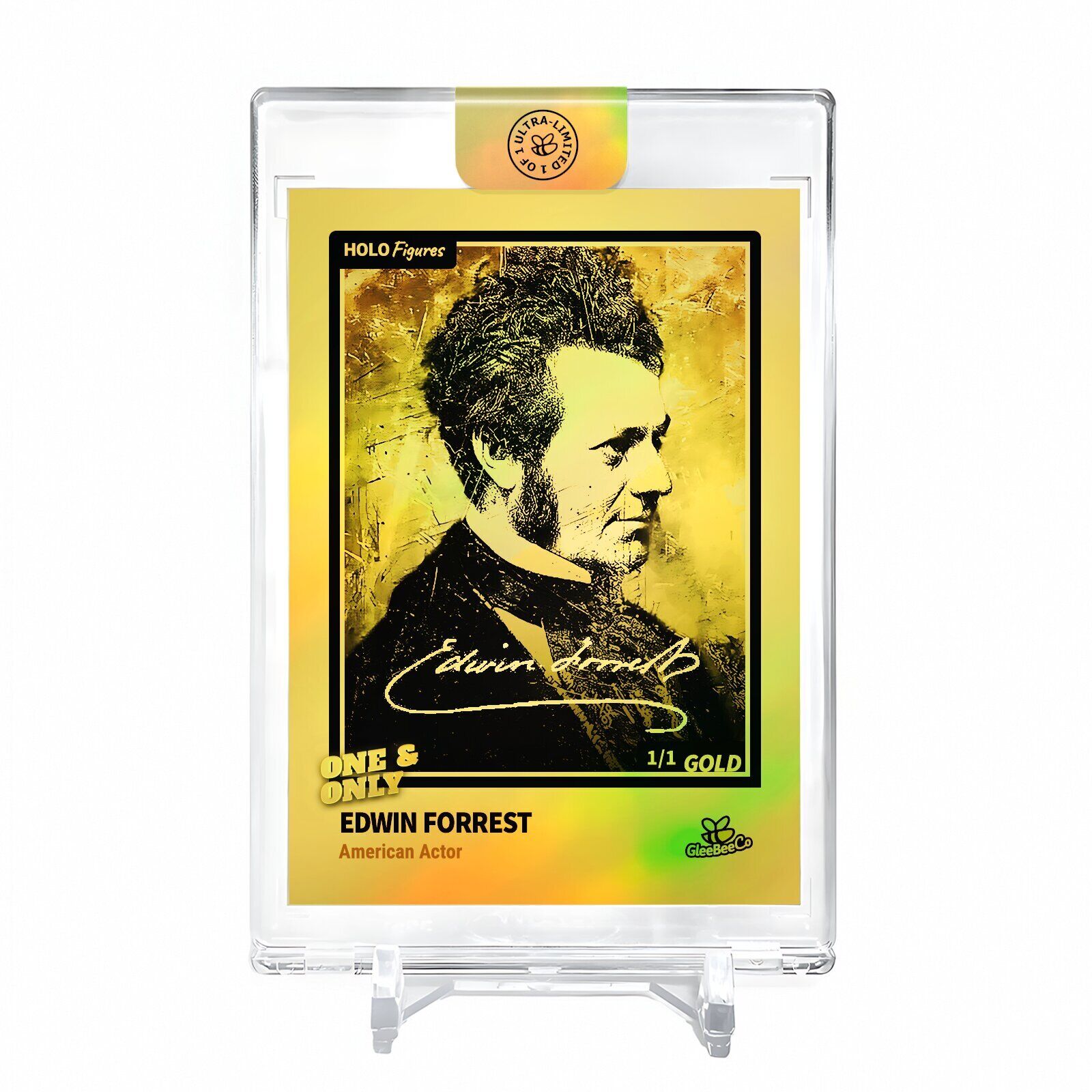 EDWIN FORREST American Actor Card 2023 GleeBeeCo #WARB-G Encased Holo GOLD 1/1