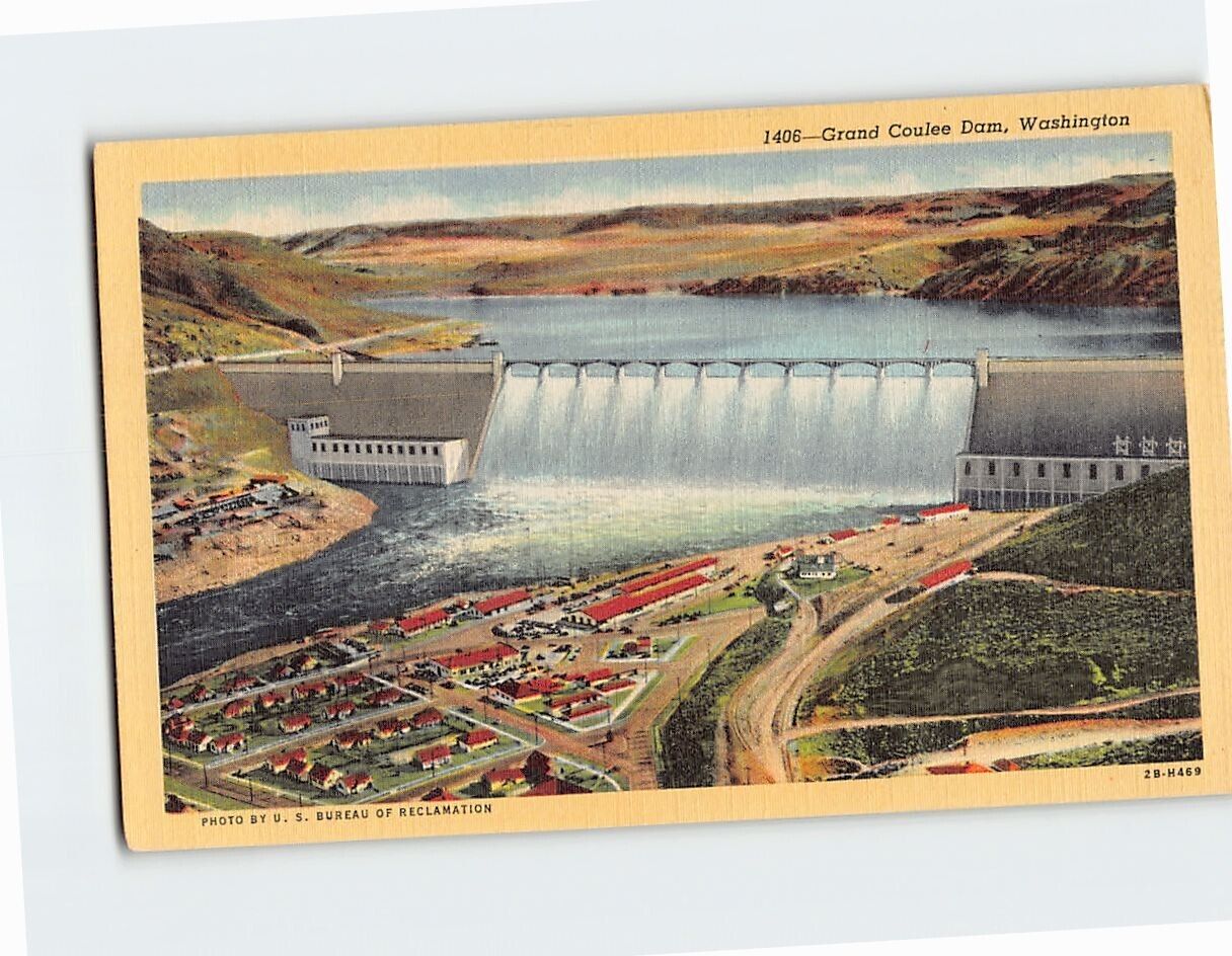 Postcard Grand Coulee Dam Washington USA