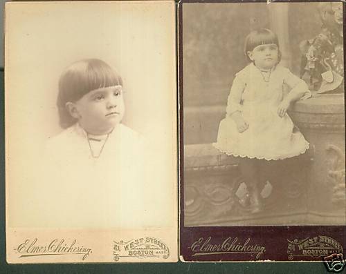 Cabinet Photo (2) Boston Massachusetts-Cute Little Girl