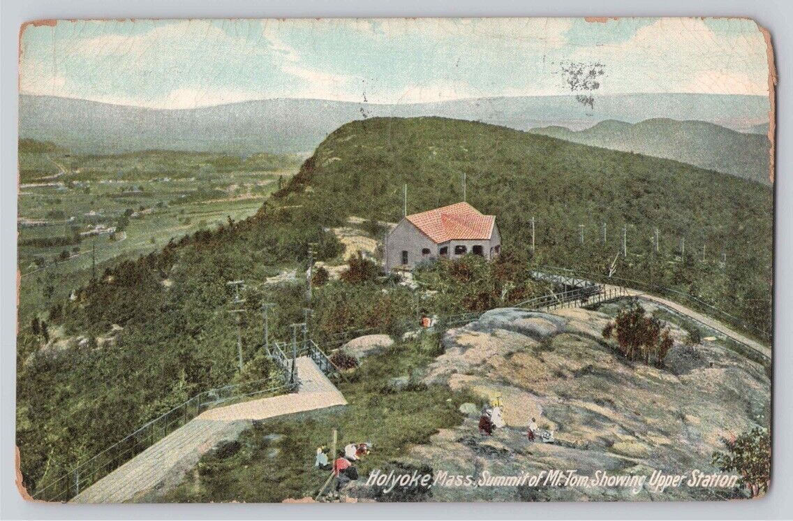 Upper Station Summit of Mt Tom, Hikers Holyoke Mass MA 1910 Mountains