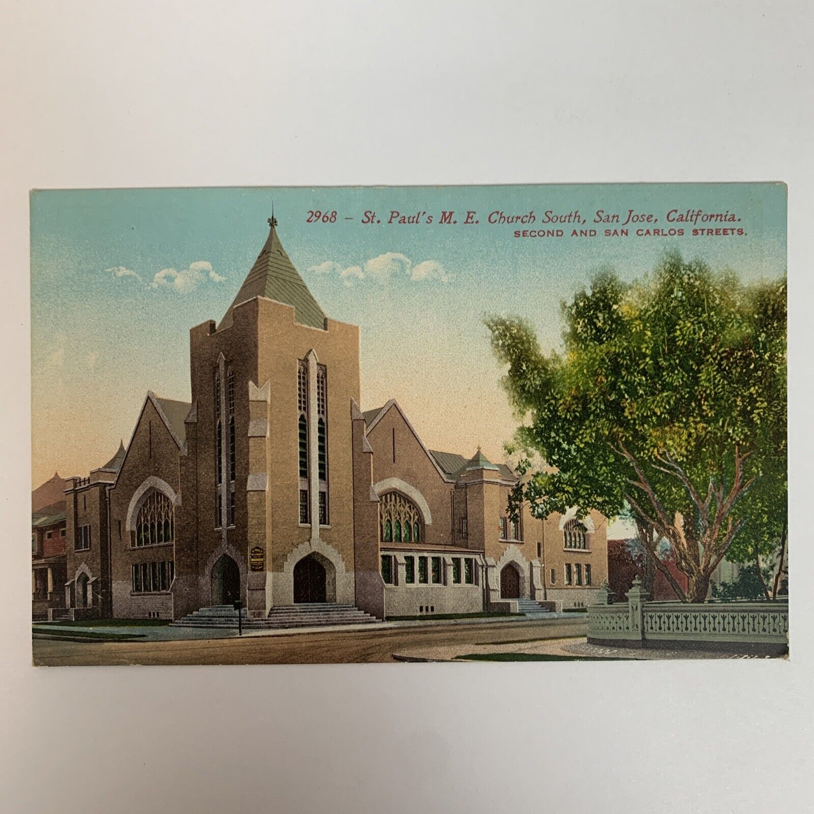 Postcard San Jose California St Paul Methodist Episcopalian Church South