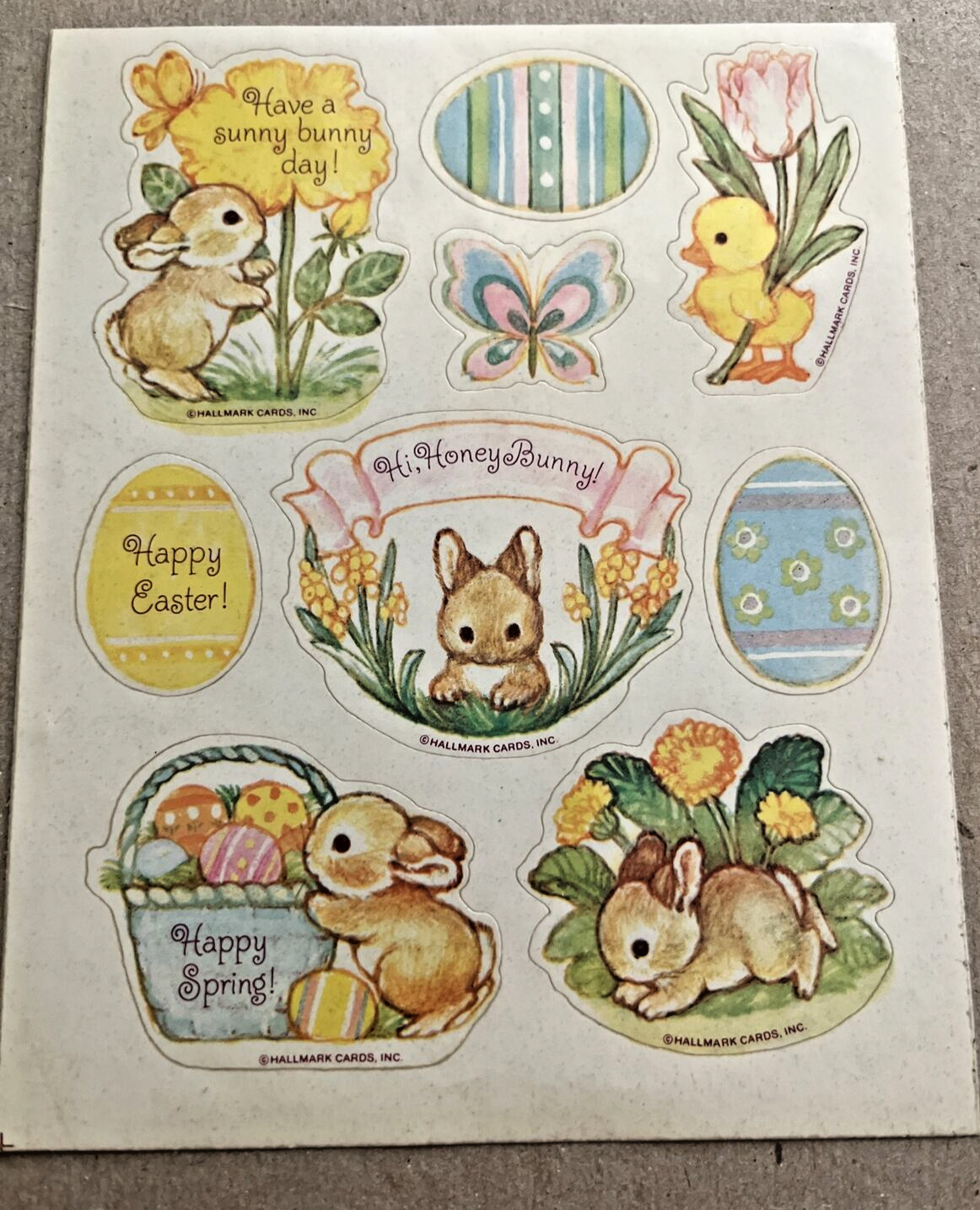 Vintage Hallmark EASTER Hi, Honey BunnySticker Sheet -