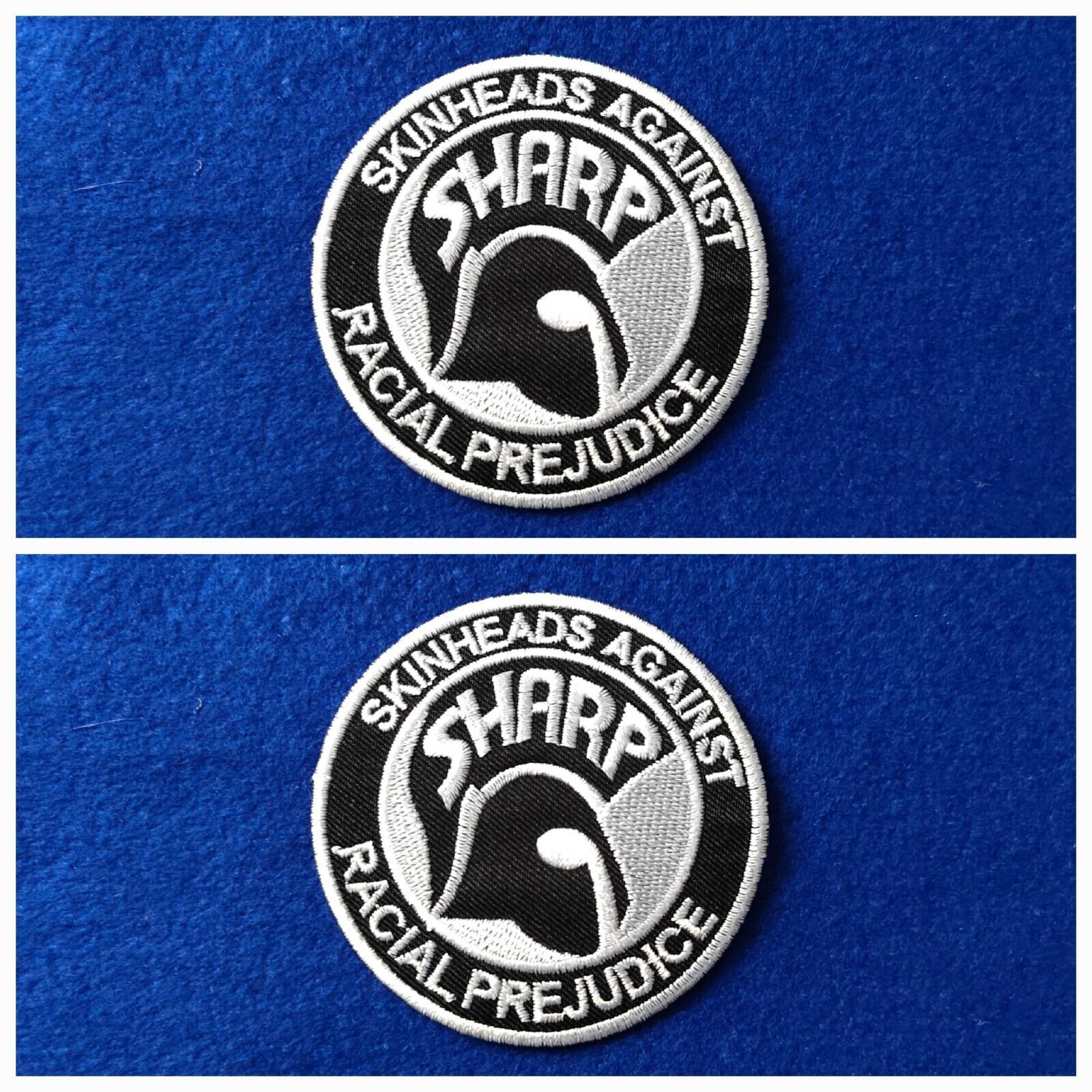 A Pair Of SHARP Skinheads Against Racial Skinhead Patches Sew / Iron On Badges
