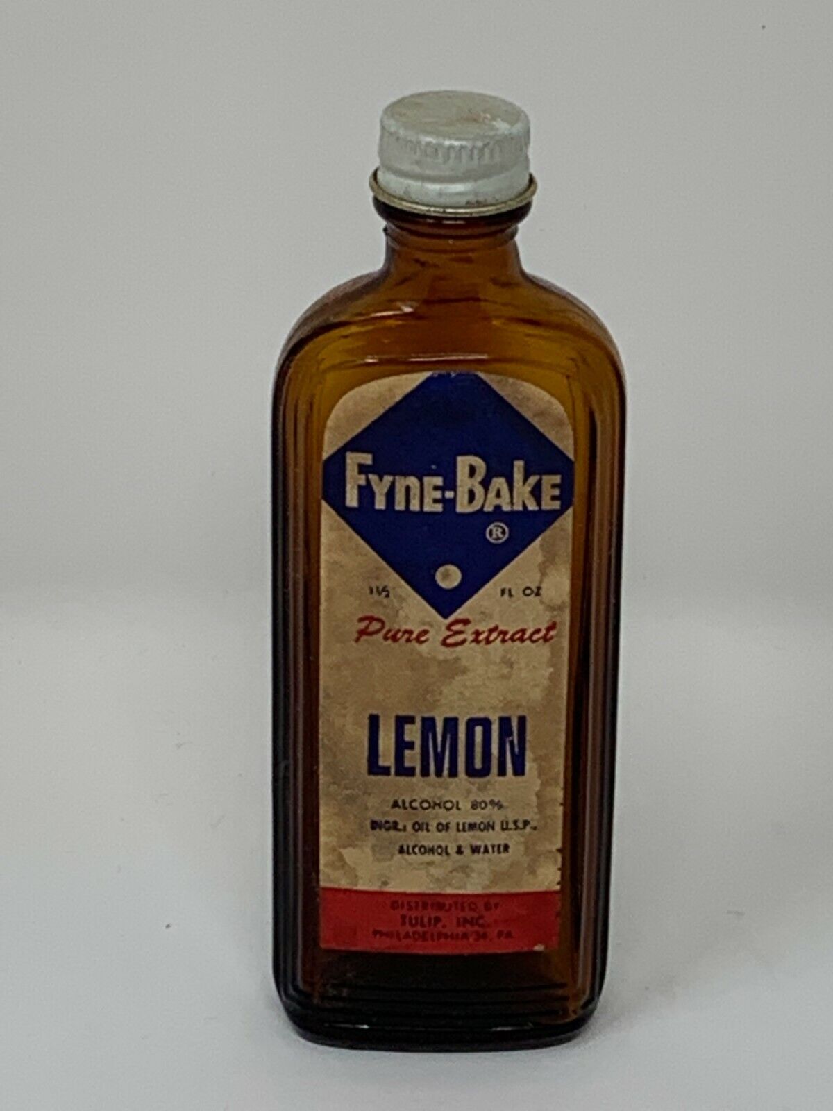 Vintage Fyne Bake Lemon Extract Glass Bottle