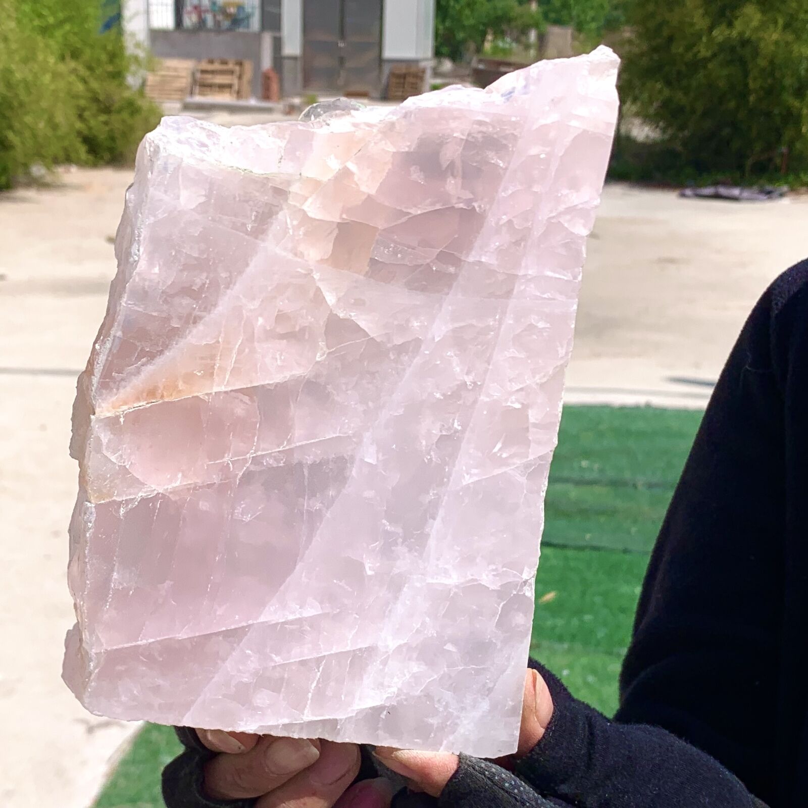 2.01LB Natural Rose Quartz Crystal Pink Crystal Stone slices Healing