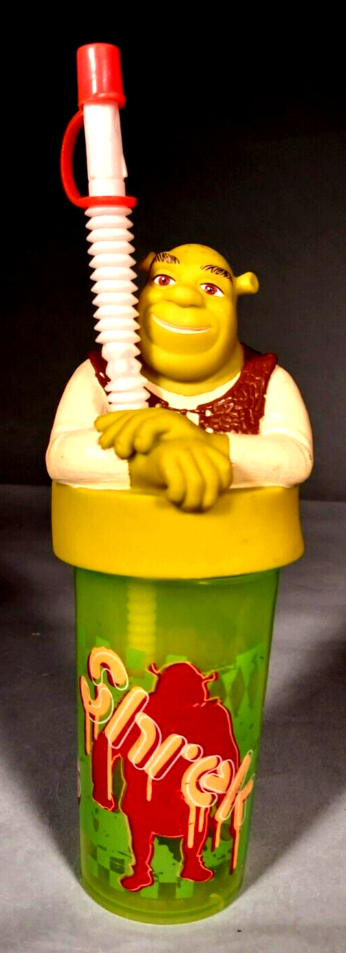 Vintage Shrek 2 Ogres Have Layers Cup & Straw 10\