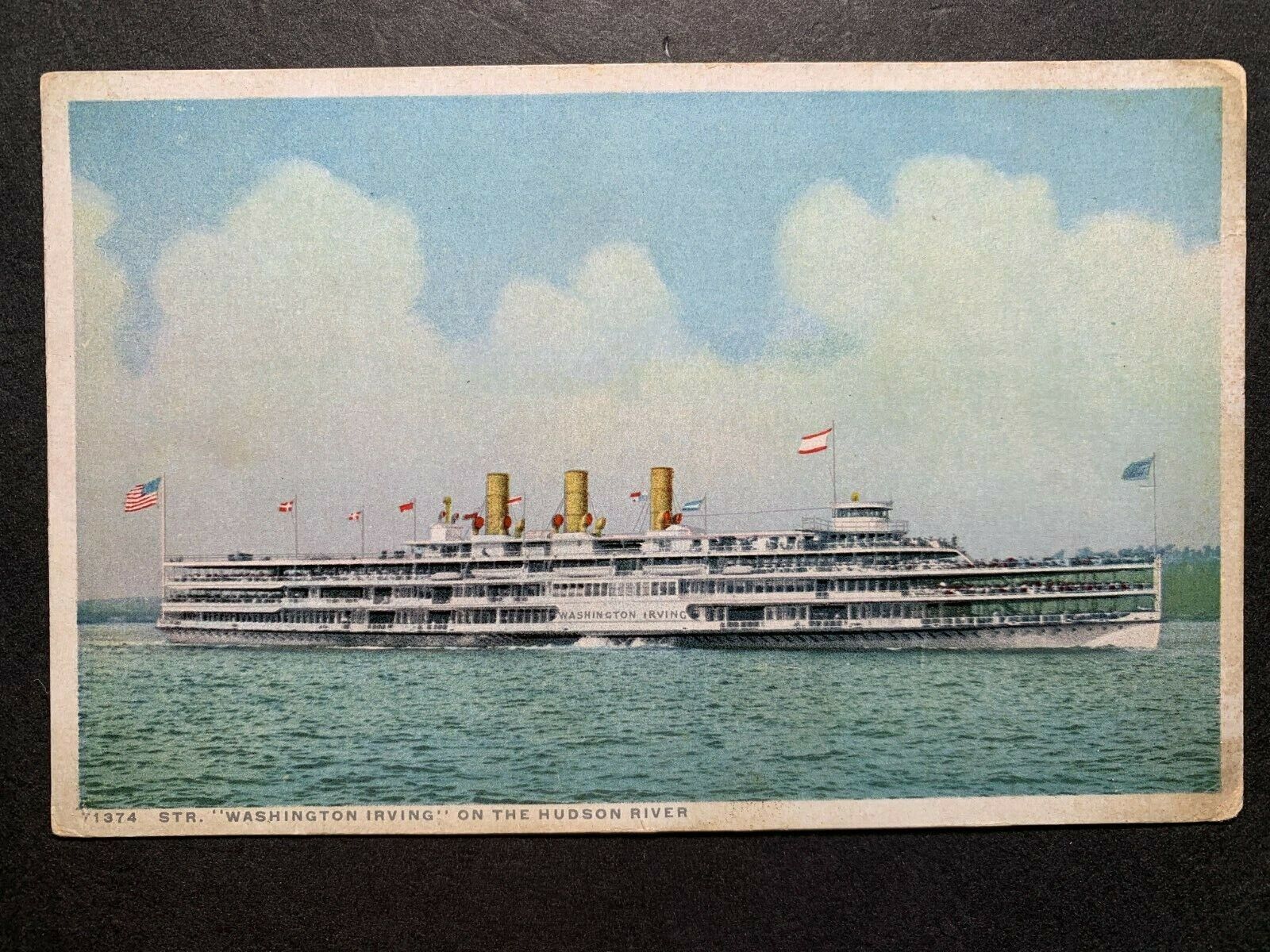 Postcard Passenger Steamer WASHINGTON IRVING on Hudson River