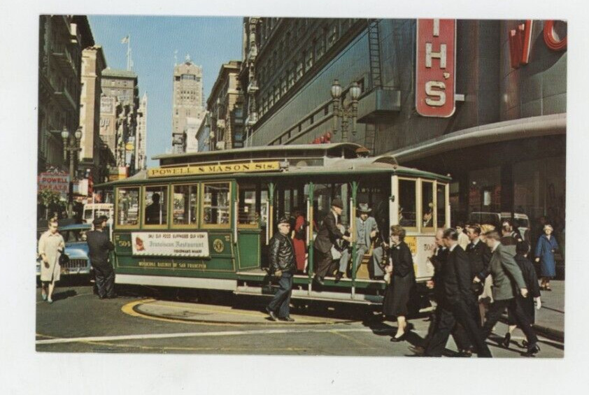 Vintage Postcard    SAN FRANCISCO   CABLE CAR ON TURN TABLE   UNPOSTED CHROME
