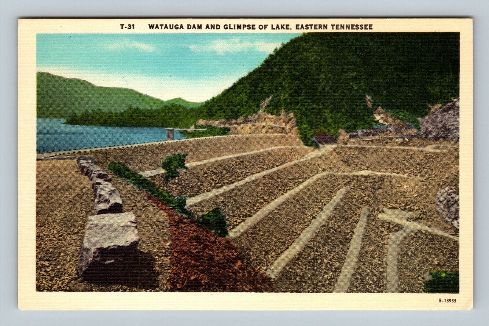 Watauga Dam TN, Glimpse Lake, Tennessee Vintage Postcard