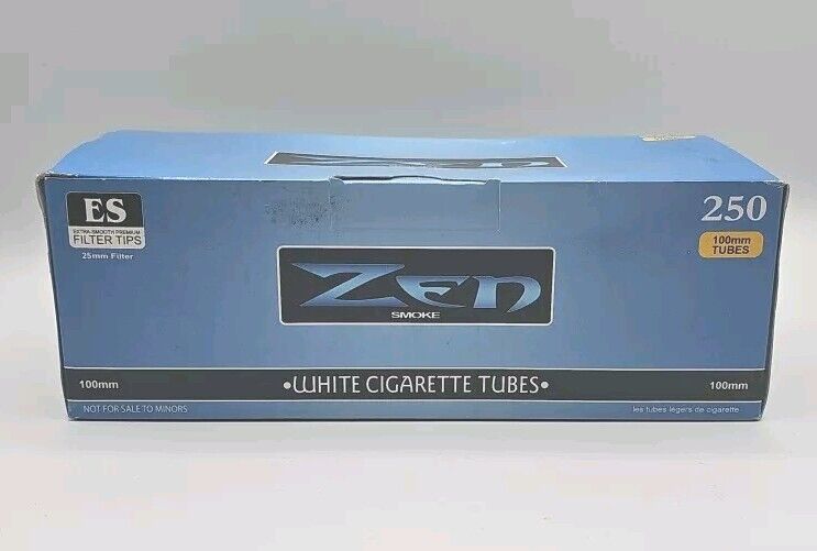 1 Box Zen Smoke White Light 100 mm 100's Cigarette Filter 250 Tubes -
