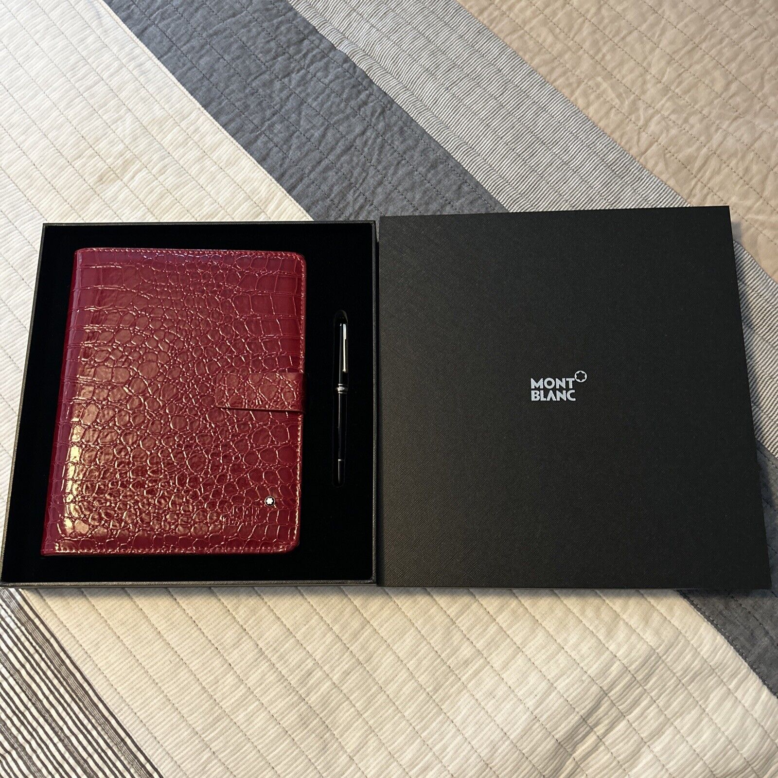 Limited Edition Mont Blanc Red Leather Notebook + Black Signature Pen