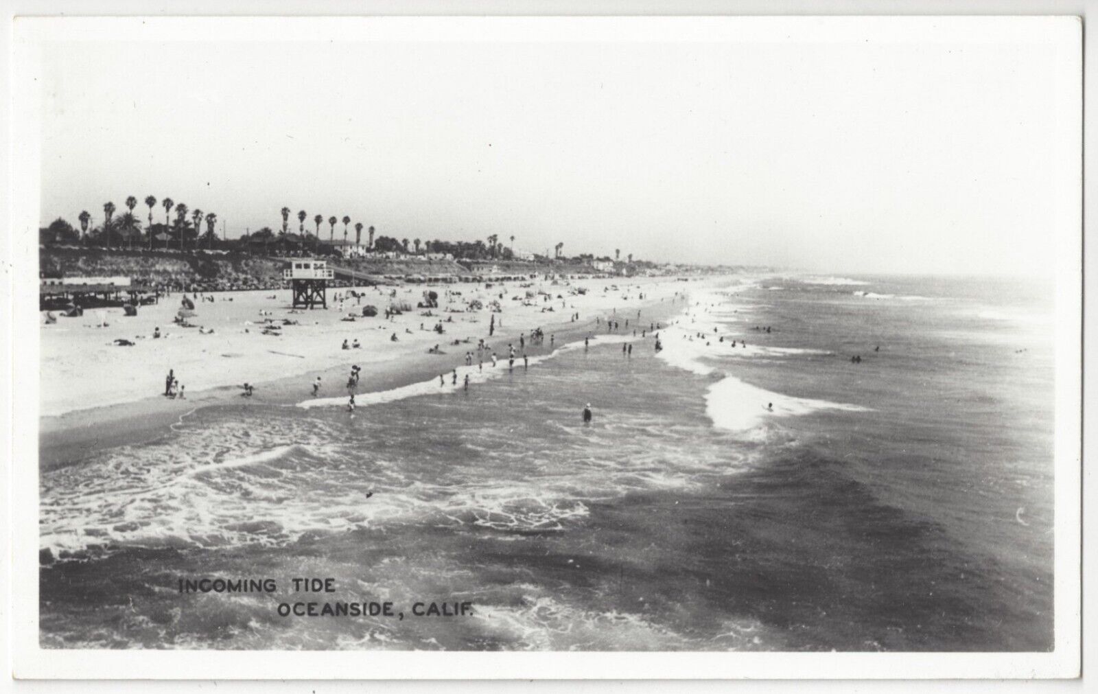 1930\'s Oceanside, California - REAL PHOTO Beach & Boardwalk Scene, San Diego Co.