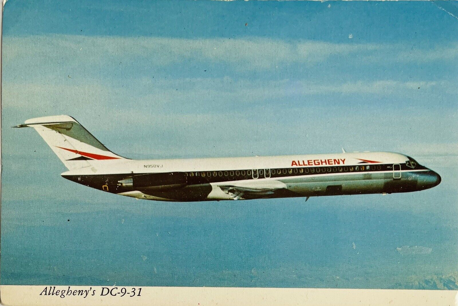 Allegheny Airlines Postcard - Douglas DC--31 in flight
