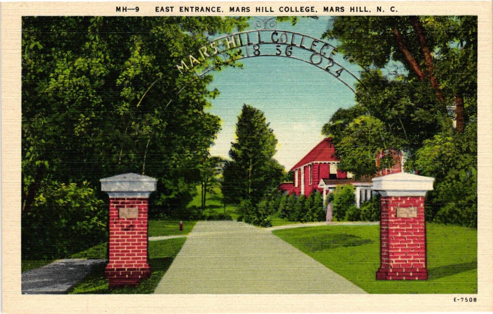  Postcard East Entrance Mars Hill College Mars Hill North Carolina
