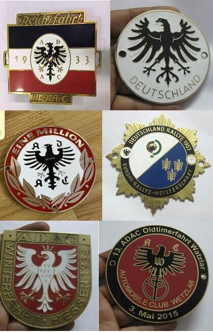 Adac German car Badges set of 6pcs Vintage car grill badge emblem mg jaguar triu