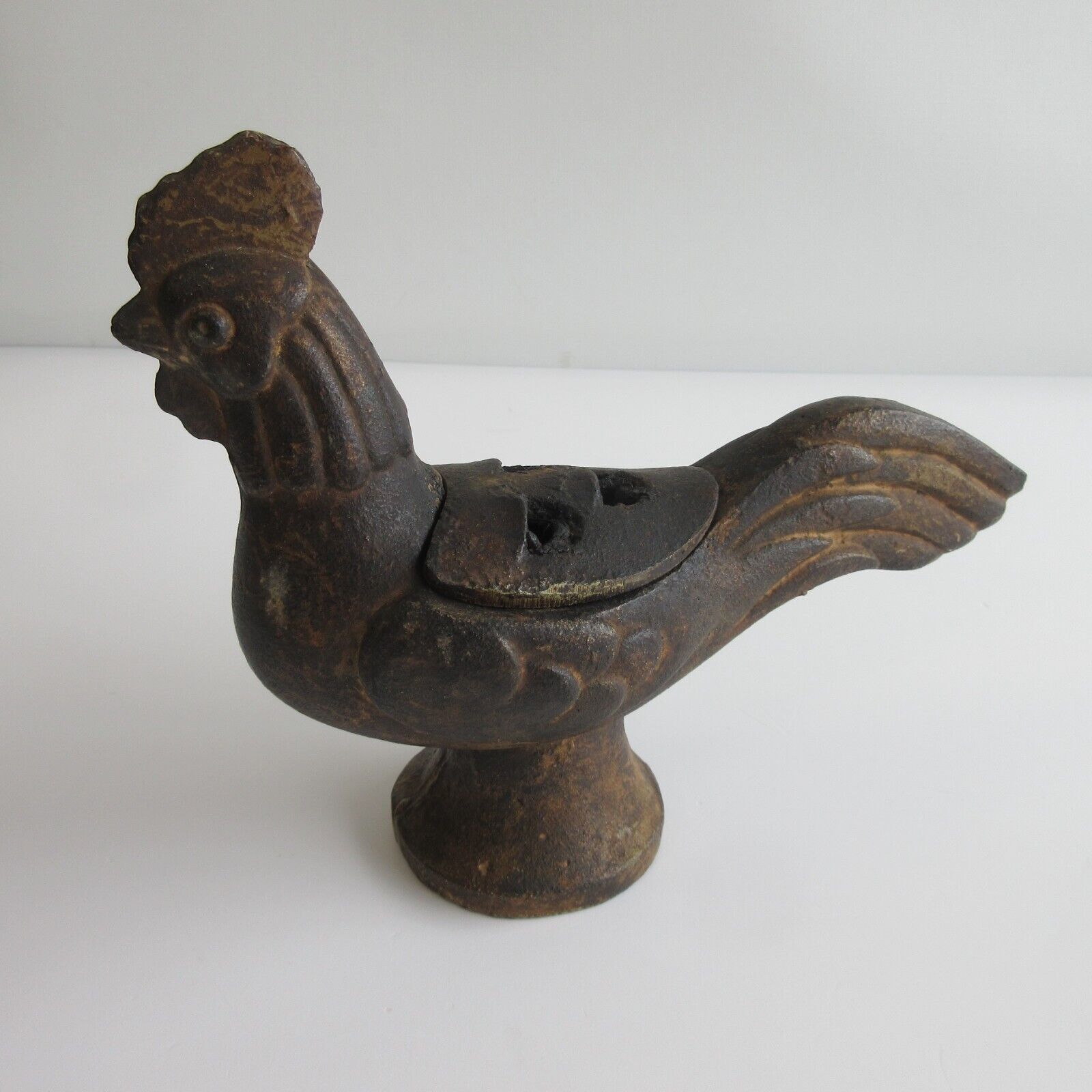 Antique Early Cast Iron Urn Chicken Incense burner primitive New England Estate