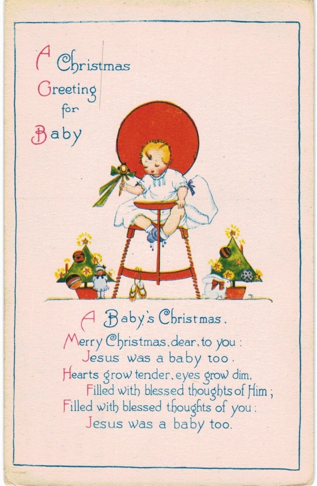 Christmas Baby In A High Chair 1910 Unused 