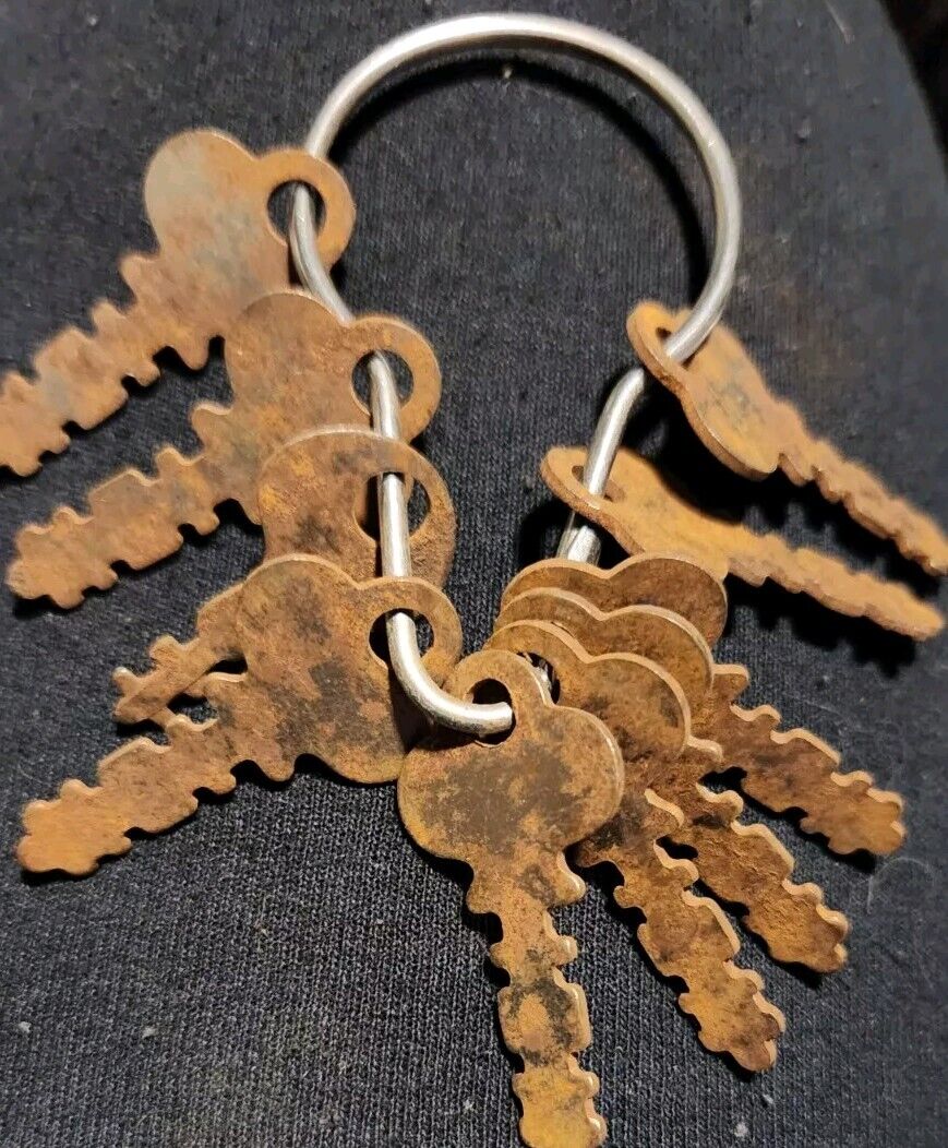 Antique Skeleton Key Lot - 10 Flat Unique Keys