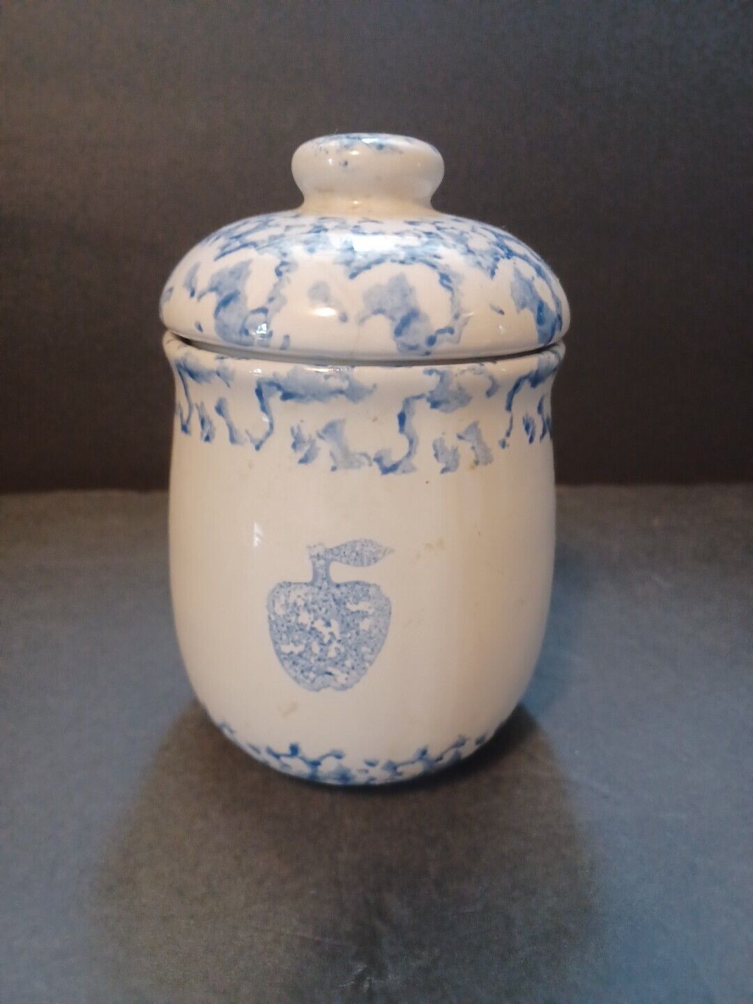 Folk Craft Sponge By Tienshan Blue and White Cottage Ware Farmhouse Canister