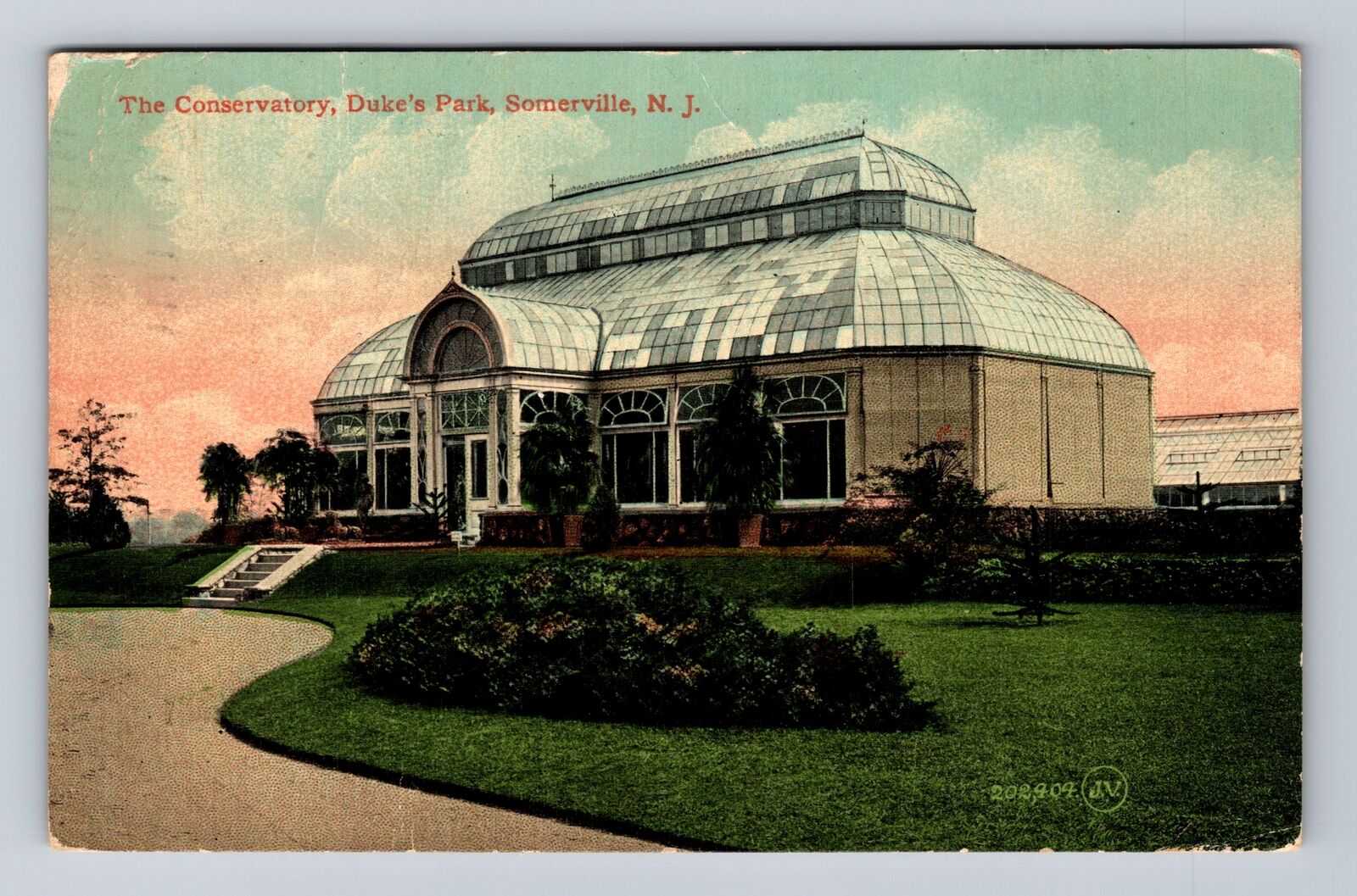 Somerville NJ-New Jersey, Conservatory, Duke's Park, Vintage c1912 Postcard