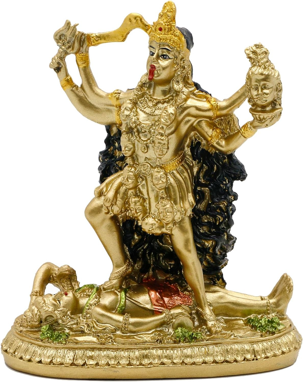 Antique Gold Hindu God Kali Statue – Indian Idol Murti Pooja Item Kali Maa Figur