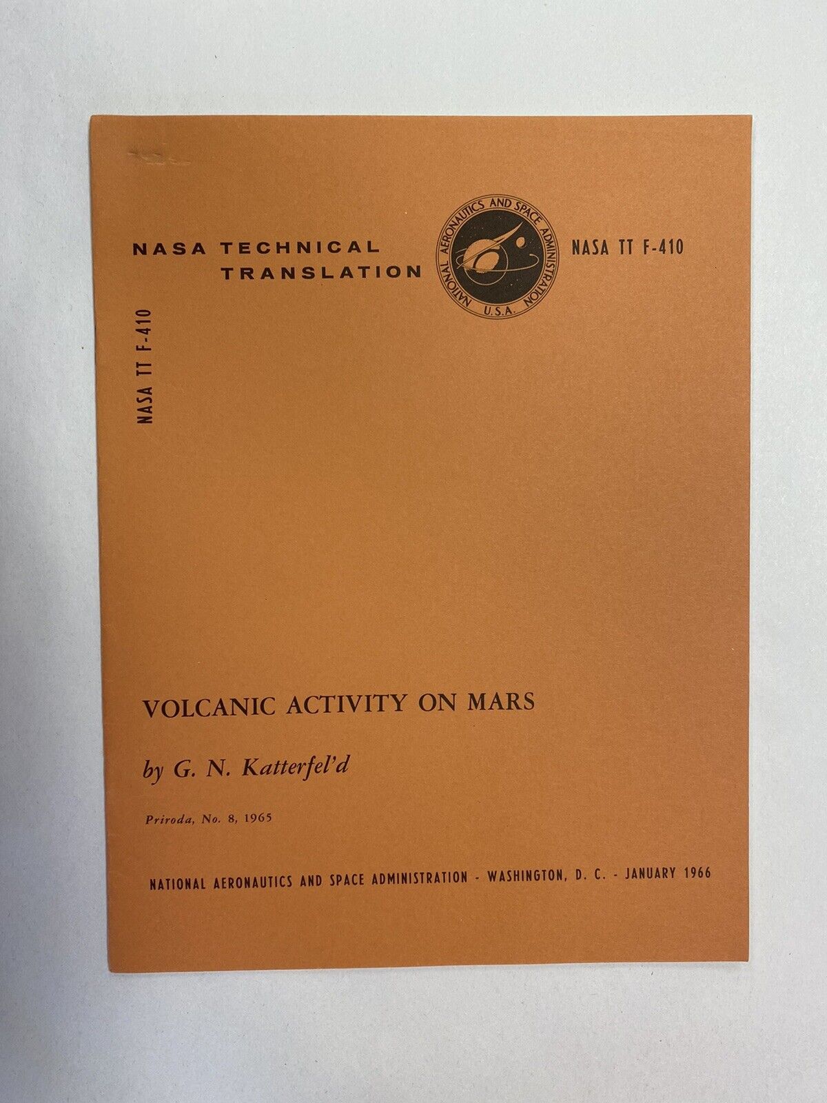 NASA Technical Translation TT F-410 Volcanic Activity On Mars January 1966