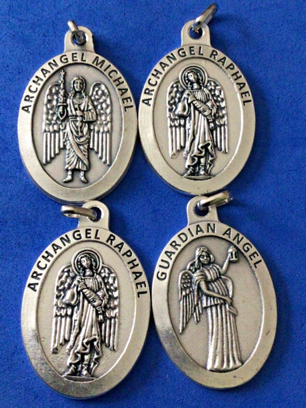 Lot 4 Archangel St Medals Michael Gabriel Raphael Guardian Saint Italy 1-1/2”