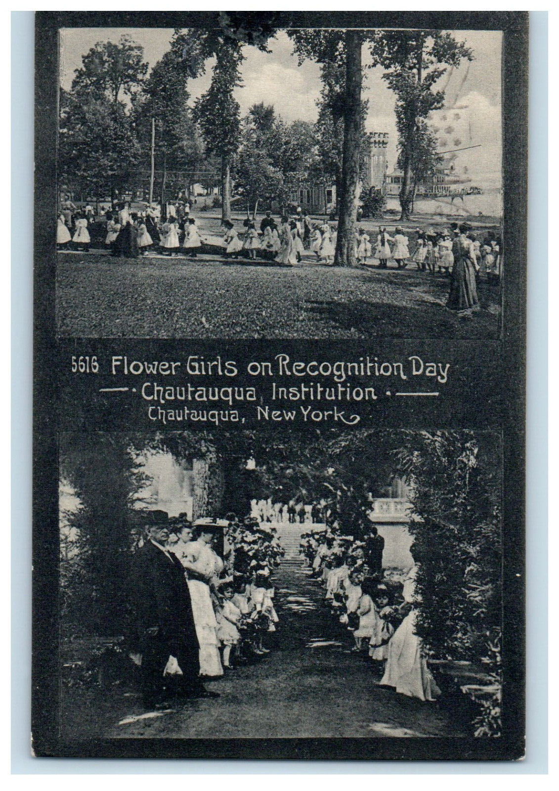 1908 Flower Girls on Recognition Day Chautauqua Institution New York NY Postcard