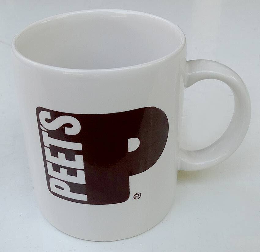 Vintage Peet's Coffee Mug Big Brown P White Peets 11 Ounce