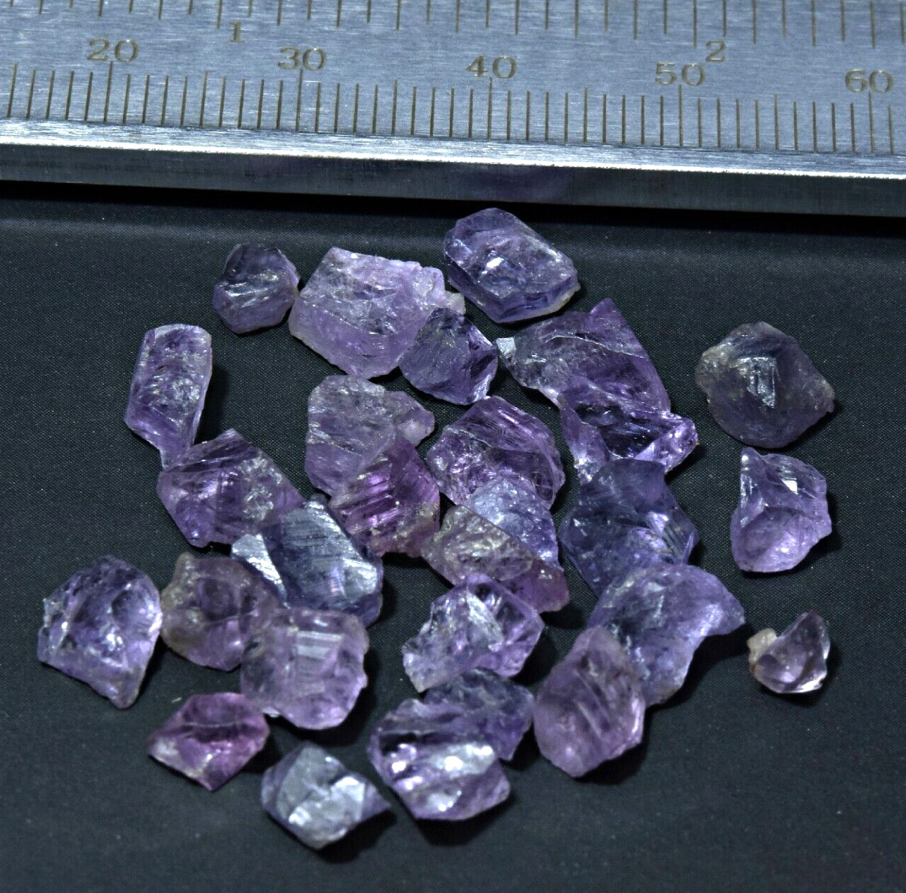 31 Carat Facet Grade Natural Transpatent Purple Spinel Crystals Lot  #4