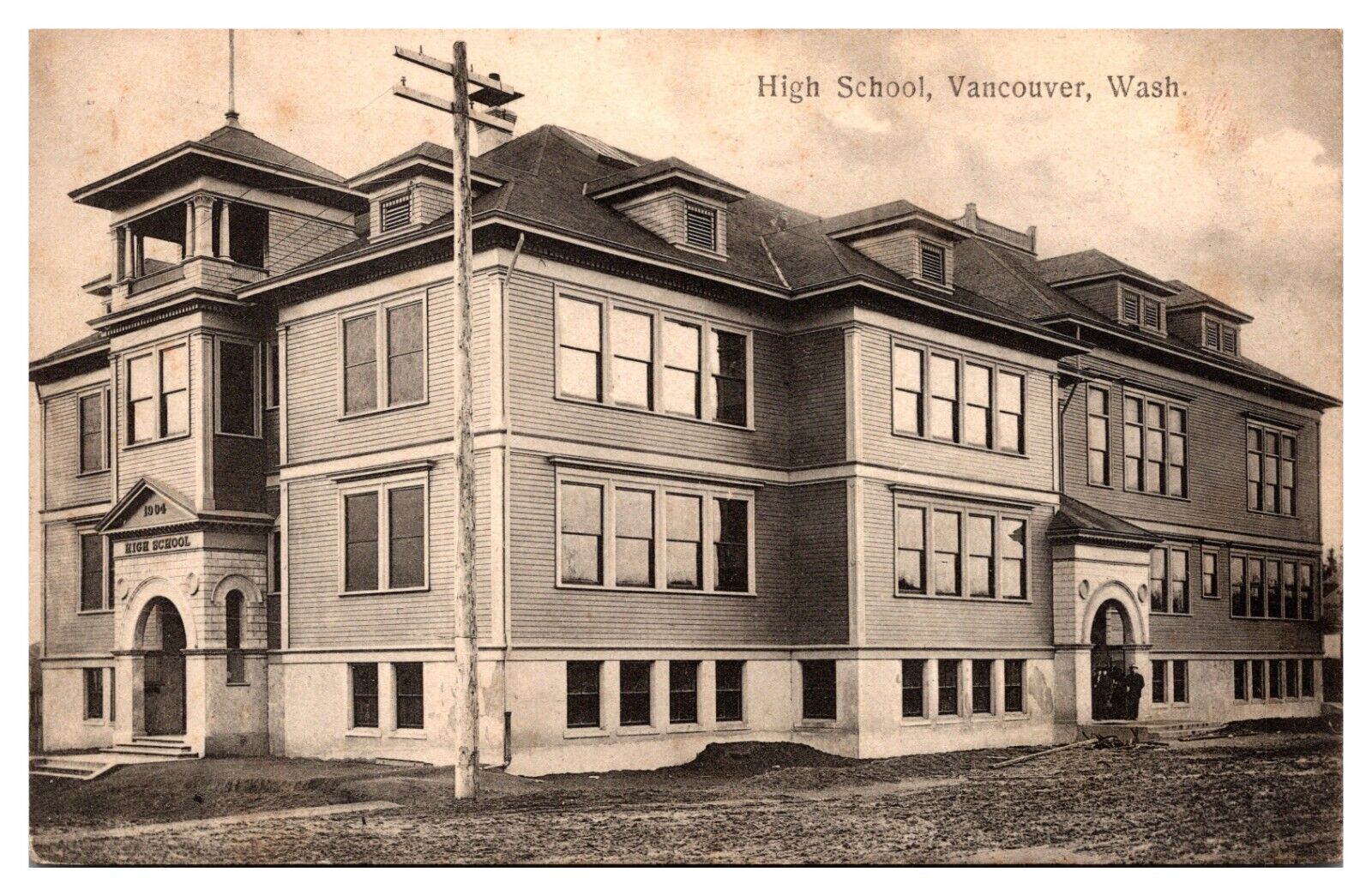 Vancouver Washington High School Posted 1909 WA Sprouse & Son Postcard