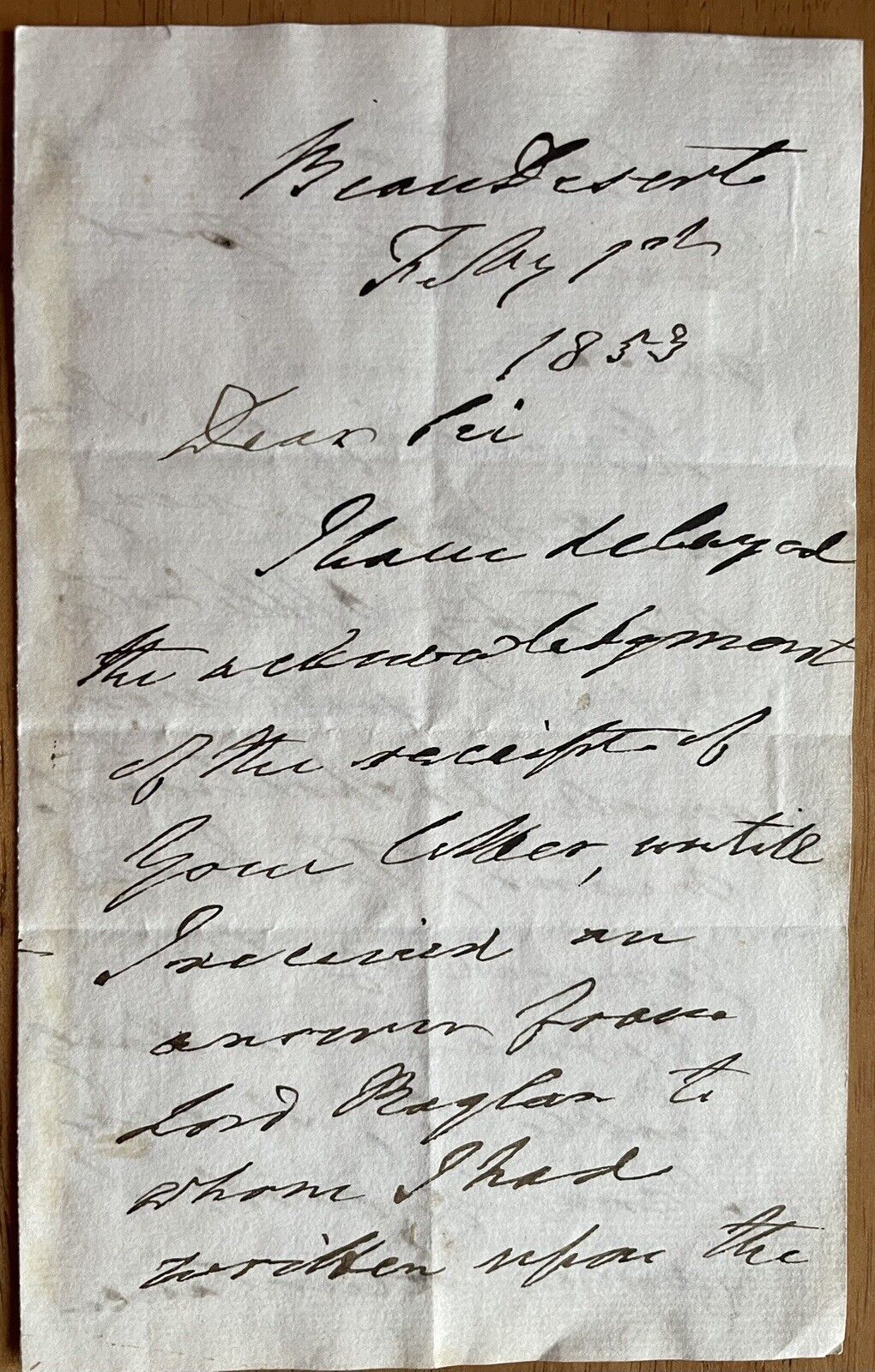 Henry Paget, 1st Marquess Anglesey Autograph Letter Head of Cavalry at Waterloo
