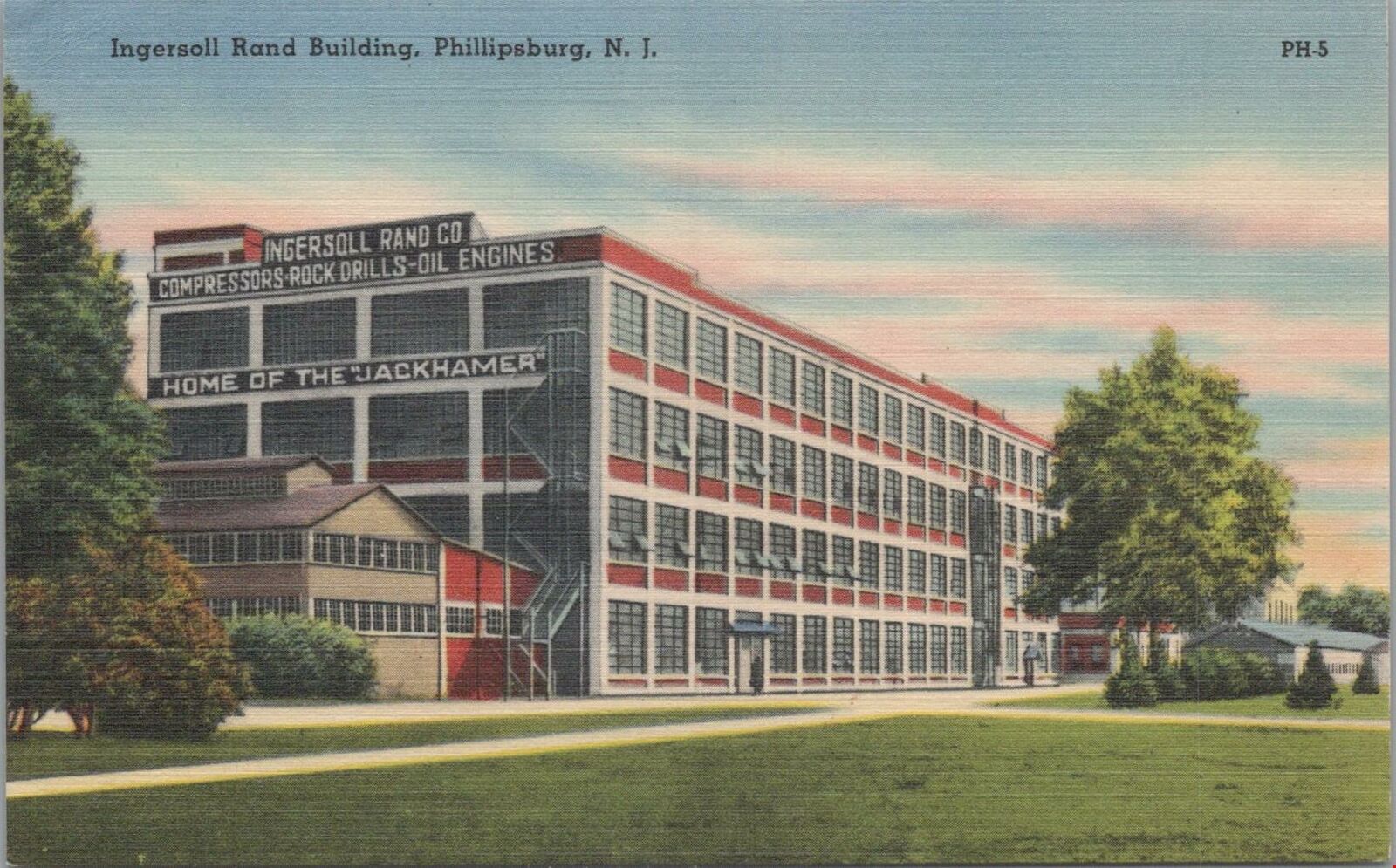 Postcard Ingersoll Rand Building Phillipsburg NJ 